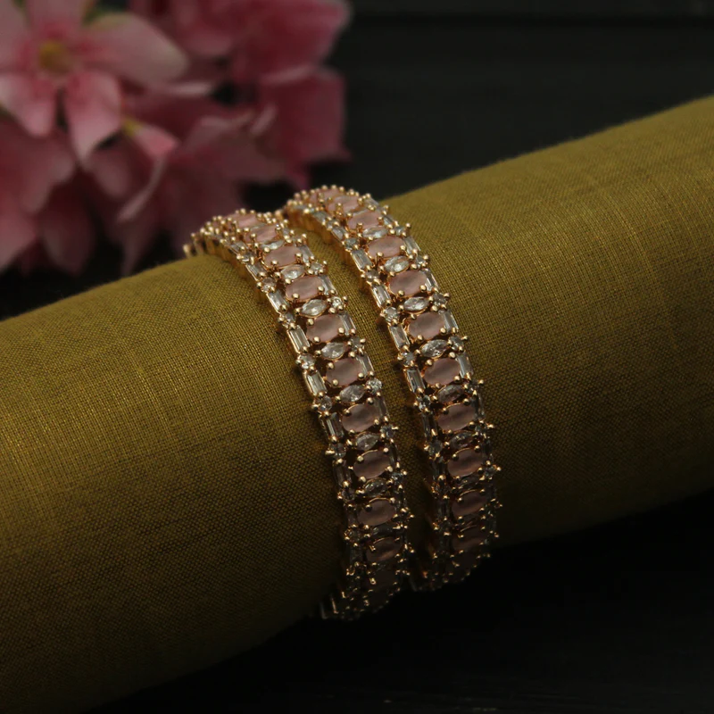 Pink Rose Gold Plated Bangles